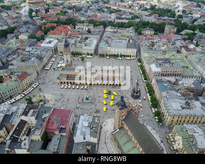 Cracovia piazza principale del mercato panorama dell'antenna Foto Stock