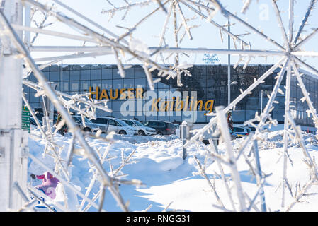 Stazione di sci Hauser Kaibling - uno dei dell'Austria top ski resorts 44 impianti di risalita 123 chilometri di piste da sci, parcheggio, Schladminger interconnessi 4 montagne Foto Stock