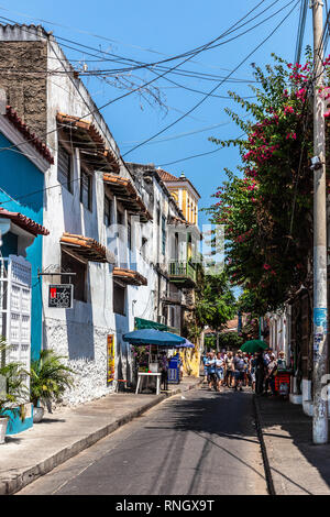 Calle del Pozo, Barrios Getsemaní, Cartagena de Indias, Colombia. Foto Stock