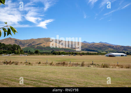 Springfield, Canterbury, Nuova Zelanda, febbraio 18 2019: Springfield Parapendio Club Foto Stock