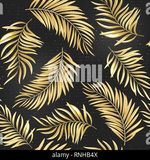Estate tropical Palm tree lascia seamless pattern. Vector grunge design per schede, web, sfondi e prodotto naturale. Illustrazione Vettoriale