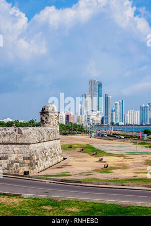 Alle mura della vecchia città, Cartagena, Dipartimento di Bolivar, Colombia Foto Stock