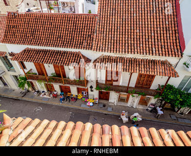 Tetti della città vecchia, Cartagena, Dipartimento di Bolivar, Colombia Foto Stock