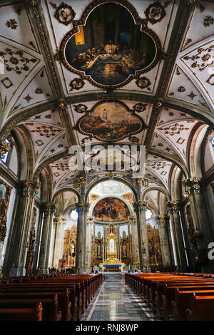 La Iglesia de San Juan Bautista chiesa, Coyoacon quartiere di Città del Messico. Foto Stock