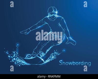 Snowboarder con un consiglio di amministrazione sulle sue spalle. Illustrazione Vettoriale