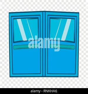 Blue doppio ingresso porte icona, stile cartoon Illustrazione Vettoriale