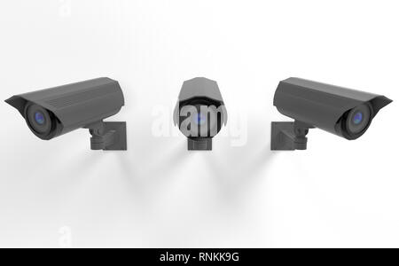 La protezione CCTV fotocamera set. 3D rendering immagine Foto Stock