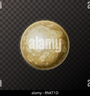Luminose realistico pianeta Plutone con texture su sfondo trasparente Illustrazione Vettoriale