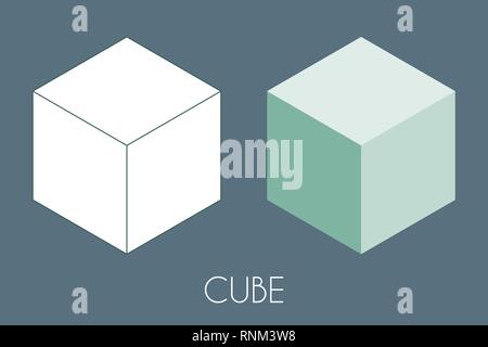 Cubo solido platonico. Geometria Sacra illustrazione vettoriale Illustrazione Vettoriale