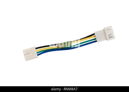 Resistore di rumore cavo al computer di ridurre la velocità della ventola, isolato su bianco Foto Stock