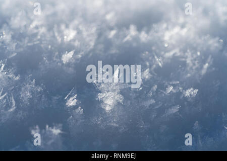 I fiocchi di neve Close Up abstract in una giornata di sole Foto Stock