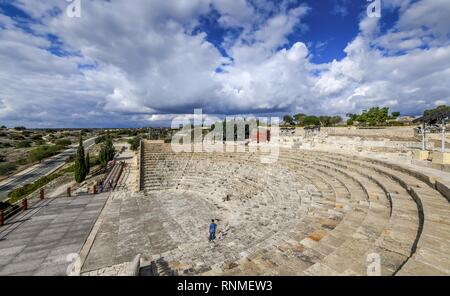 Anfiteatro, lo scavo del sito site, Kourion, Cipro Foto Stock