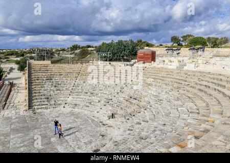 Anfiteatro, lo scavo del sito site, Kourion, Cipro Foto Stock