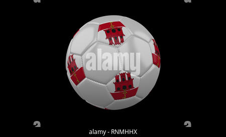 Pallone da calcio con la bandiera di Gibilterra colori, rendering 3D Foto Stock