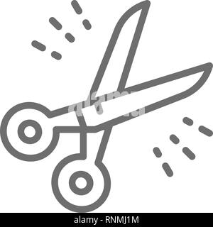 Parrucchieri di forbici, barbiere strumento Icona di linea. Isolato su sfondo bianco Illustrazione Vettoriale