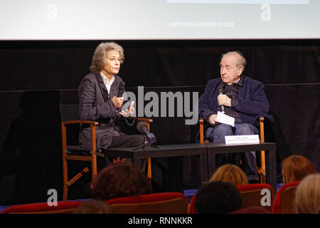 Parigi, Francia. 28 gennaio 2019. Eccezionale testimonianza di Charlotte Rampling sulla sua carriera con Michel Ciment a Parigi, in Francia Foto Stock