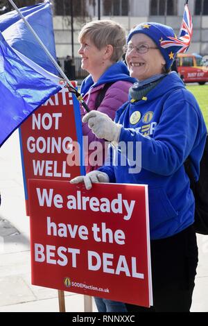 Londra, Regno Unito. 19 Feb, 2019. Anti Brexit dimostrazioni,Pro UE protesta,Case del Parlamento,Piazza del Parlamento, Westminster, London.UK Credit: Michael melia/Alamy Live News Foto Stock