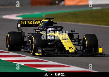Montmelo, Spagna. 19 Feb, 2018. DANIEL RICCIARDO del Team Renault F1 aziona durante il 2019 FIA del Campionato del Mondo di Formula 1 test pre stagione sul circuito de Barcelona-Catalunya a Montmelò, Spagna. Credito: James Gasperotti/ZUMA filo/Alamy Live News Foto Stock
