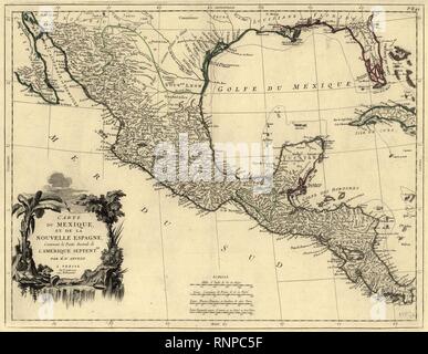 Carte du Mexique et de la Nouvelle Espagne - contenant la partie australe de l'Amérique Septentle. Foto Stock