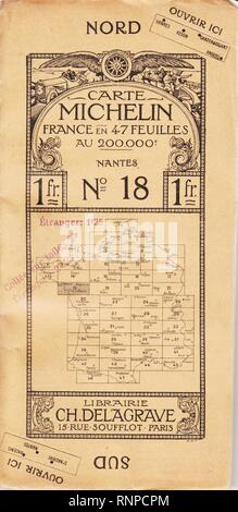 Carte Michelin n° 18 Nantes 1913-0. Foto Stock