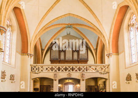 Bad Gastein, Austria - Febr 18, 2019. Nikolauskirche. Sankt Nikolaus Bad Gastein in austriaco, interno Foto Stock