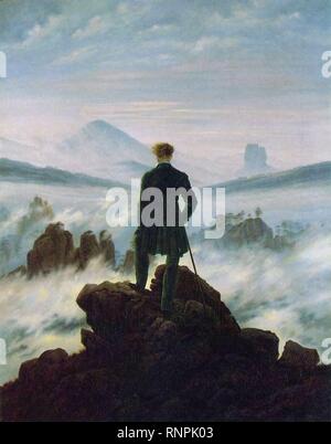 Caspar David Friedrich Wanderer sopra il mare di nebbia. Foto Stock