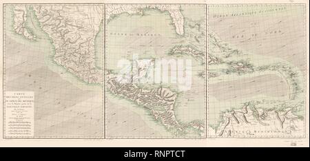 Carte Isole des Antilles et du Golfe du Méxique; avec la maggiore partie de la Nouvelle Espagne. Foto Stock