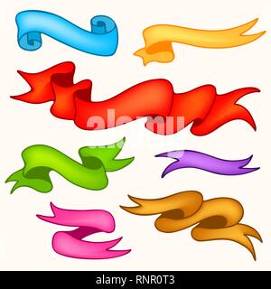Nastro colorato banner vettore set Illustrazione Vettoriale