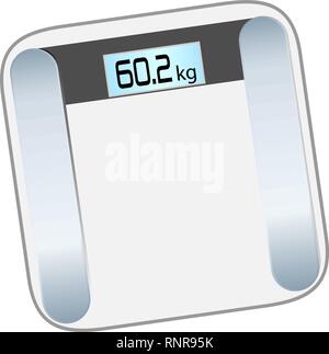 Wheight macchina su uno sfondo bianco . peso bilancia misura di piede saldo lifestyle fitness illustrazione vettoriale isolato Illustrazione Vettoriale