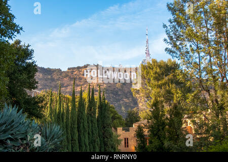 Riferimento famoso segno di Hollywood a Los Angeles, California. Foto Stock