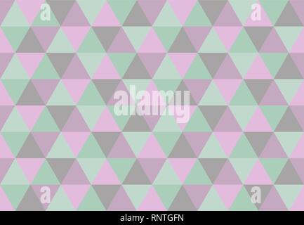 Triangolare pastello seamless pattern. Bassa poli sfondo geometrico. Verde e viola i colori. Print design per i tessili, poster, volantini, T-shirts Illustrazione Vettoriale