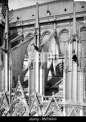 Cathédrale Notre Dame - Facciata sud archi-boutants de l'abside - Paris 04 - Médiathèque de l'architecture et du patrimoine - APMH00014048. Foto Stock