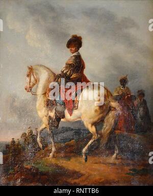 Cavalier sur onu Cheval blanc - Francesco Casanova - Q18573832. Foto Stock