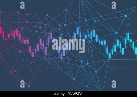 Mercato azionario o forex trading grafico. Grafico nel mercato finanziario illustrazione vettoriale Abstract background finanziario Illustrazione Vettoriale