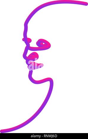 Uomo di una linea. Illustrazione vettoriale di un uomo nero faccia su uno sfondo bianco. Illustrazione Vettoriale