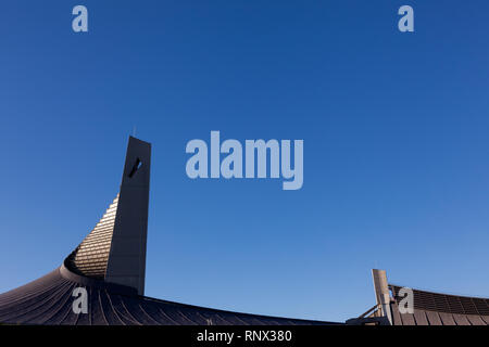 L'architettura distintiva dello Stadio Nazionale di Yoyogi, Yoyogi, Tokyo, Giappone Foto Stock