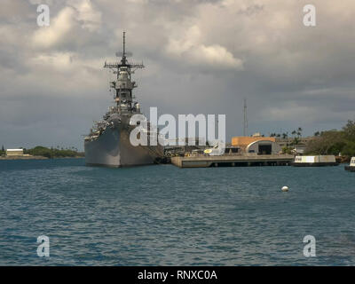 Close up la USS Missouri di Pearl Harbor Foto Stock