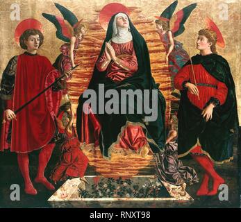 Del Castagno Andrea la Madonna Assunta con i Santi Miniato e Julian. Foto Stock