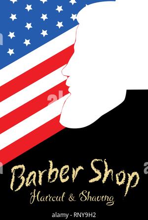 Vector vintage Barber shop logo per il vostro design. Per etichetta, Badge, segno o pubblicità. Hipster uomo, parrucchiere Logo. Illustrazione Vettoriale