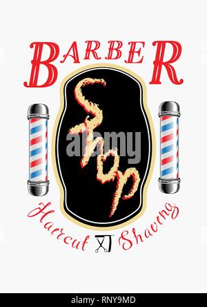 Barbiere Salone acconciatura vintage classico logo logo retrò vettore Illustrazione Vettoriale