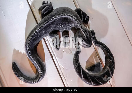 Cartagena Colombia,Centro,Getsemani,porta battente,gecko lizard,COL190118083 Foto Stock