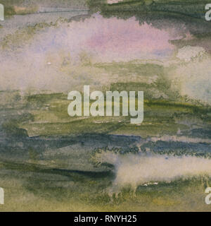 Spazio artista - pittura sfondo - acquerelli e spazzola - studio shot dal di sopra Foto Stock