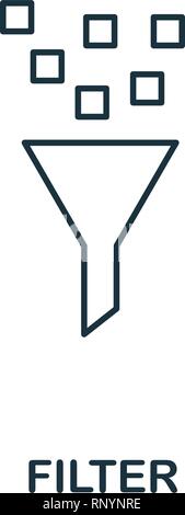 Schema del filtro e la relativa icona. Linea sottile stile da dati di grande raccolta di icone. Pixel perfetto semplice elemento icona filtro per il web design, applicazioni software, stampare Illustrazione Vettoriale