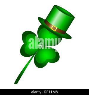 Il trifoglio in un cappello di un tappo è un simbolo di San Patrick s Day Illustrazione Vettoriale