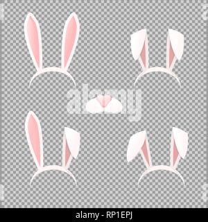 Orecchie di coniglietto set maschera cartoon illustrazione vettoriale Illustrazione Vettoriale