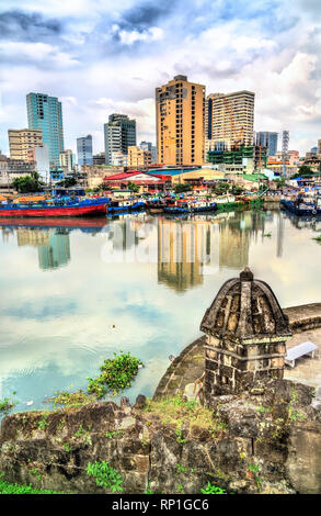 Vista del fiume Pasig da Fort Santiago a Manila, Filippine Foto Stock