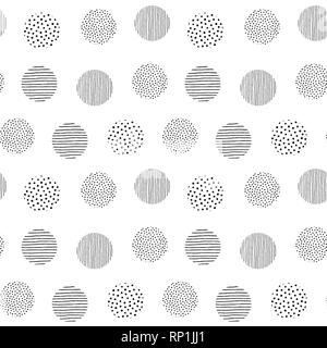Puntini irregolari i tratti di pennello pattern. Seamless disegnati a mano linee verniciato Illustrazione Vettoriale