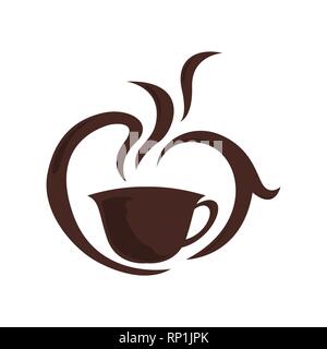 Coffee shop logo modello astratto naturale tazza di caffè. Coffee House emblema creative cafe logotipo moderno ed alla moda design simbolo illustrazione vettoriale Illustrazione Vettoriale