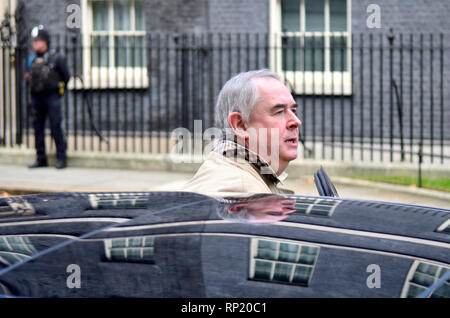 Geoffrey Cox QC MP, Procuratore generale, lasciando dopo una riunione del gabinetto di Downing Street 19 Feb 2019 Foto Stock