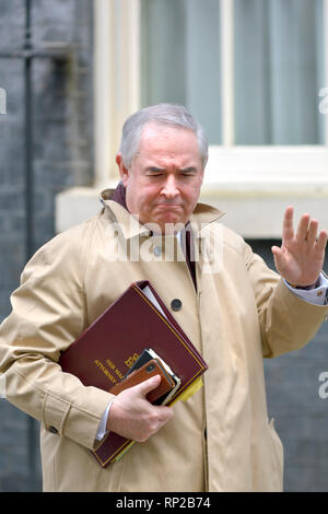 Geoffrey Cox QC MP, Procuratore generale, lasciando dopo una riunione del gabinetto di Downing Street 19 Feb 2019 Foto Stock
